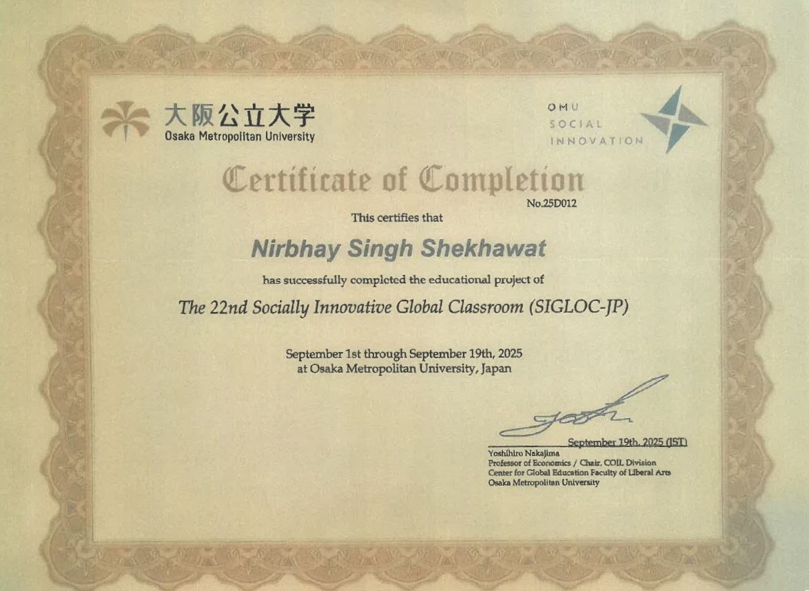 SIGLOC-JP Certificate